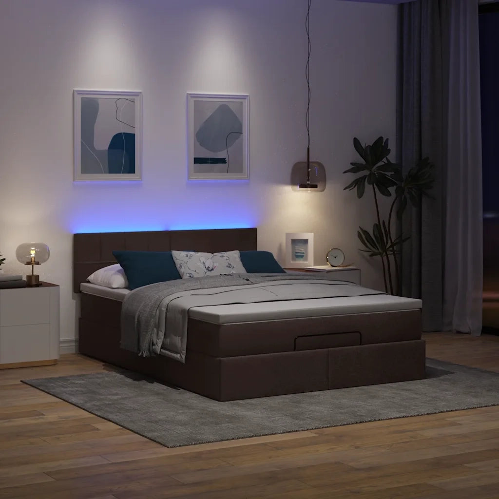 Struttura Letto Pouf con Materasso 140x200 cm in Tessuto 3312315