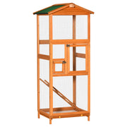 EasyComfort Gabbia per Uccelli Alta 165cm in Legno da Esterno con 2 Porte e Vassoio Estraibile, Arancione