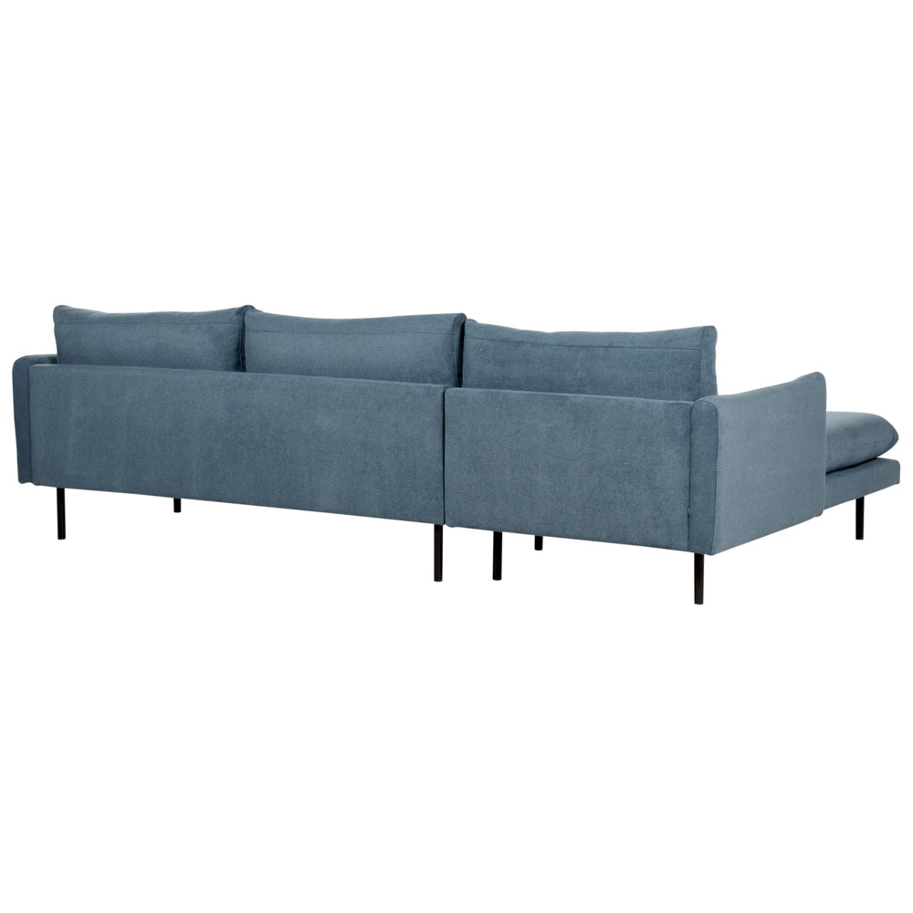 Divano angolare moderno in tessuto di ciniglia blu con gambe nere a 4 posti Stile Retrò Moderno