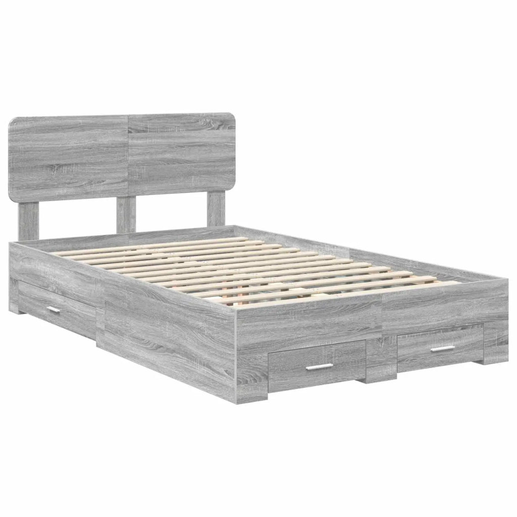 Struttura del letto con testiera Grigio Sonoma 135 x 190 cm 3412387