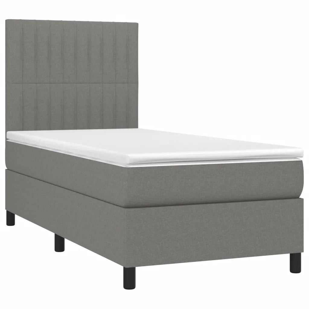 Letto singolo | Letto per adulti | Giroletto a Molle con Materasso Grigio Scuro 80x200 cm Tessuto