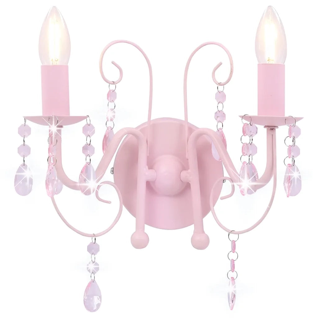Lampada da Muro con Perle Rosa 2 Lampadine E14 CFW2819057