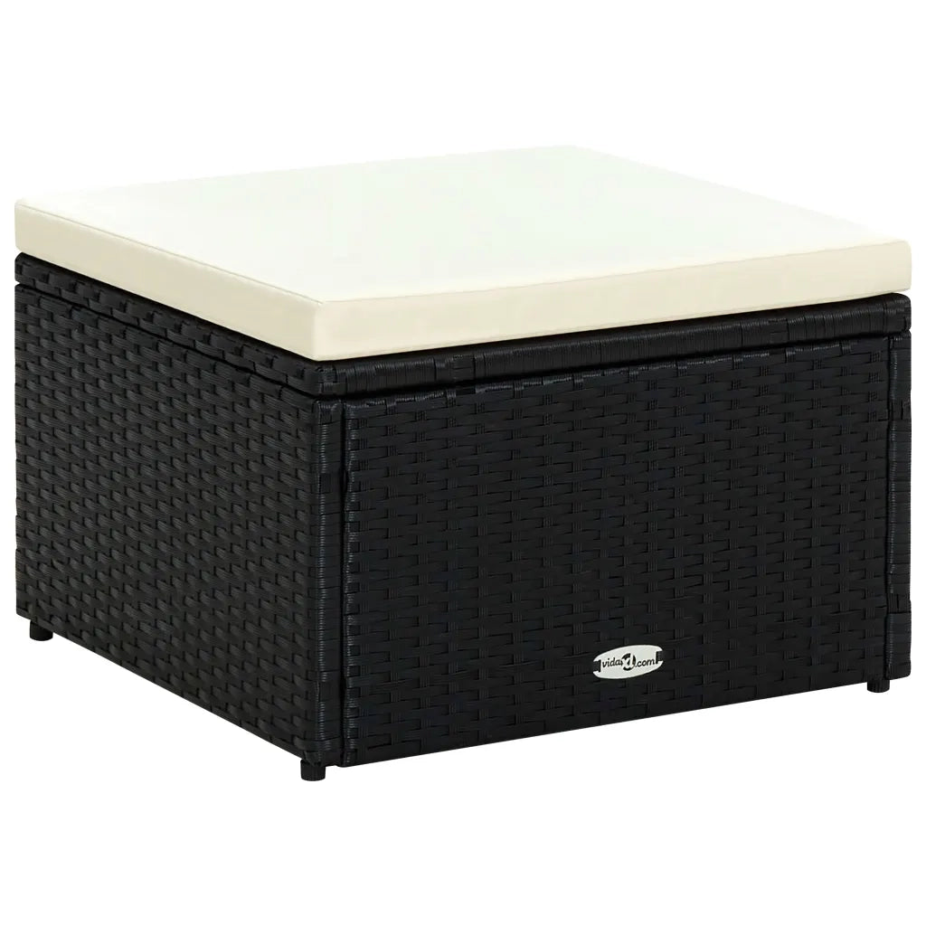 Poggiapiedi Ottomana in Polyrattan 53x53x30 cm Nero 42671