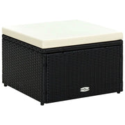 Poggiapiedi Ottomana in Polyrattan 53x53x30 cm Nero 42671