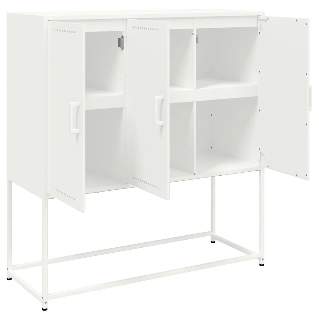 Buffet credenza cassettiera mobiletto mobile contenitore organizer cucina soggiorno salotto alto 100,5 x 39 x 107 cm acciaio bianco 02_0032251