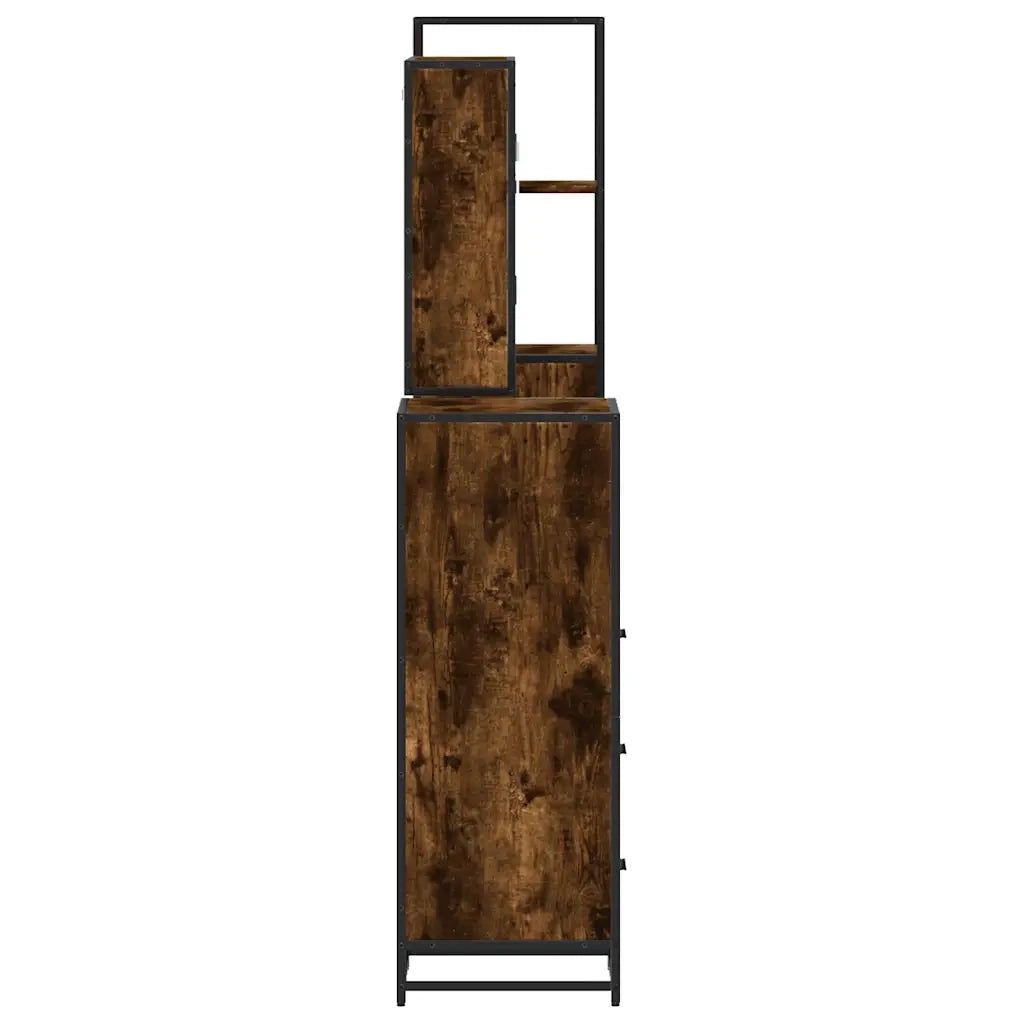 Set Mobili da Bagno 4 pz Rovere Fumo in Legno Multistrato