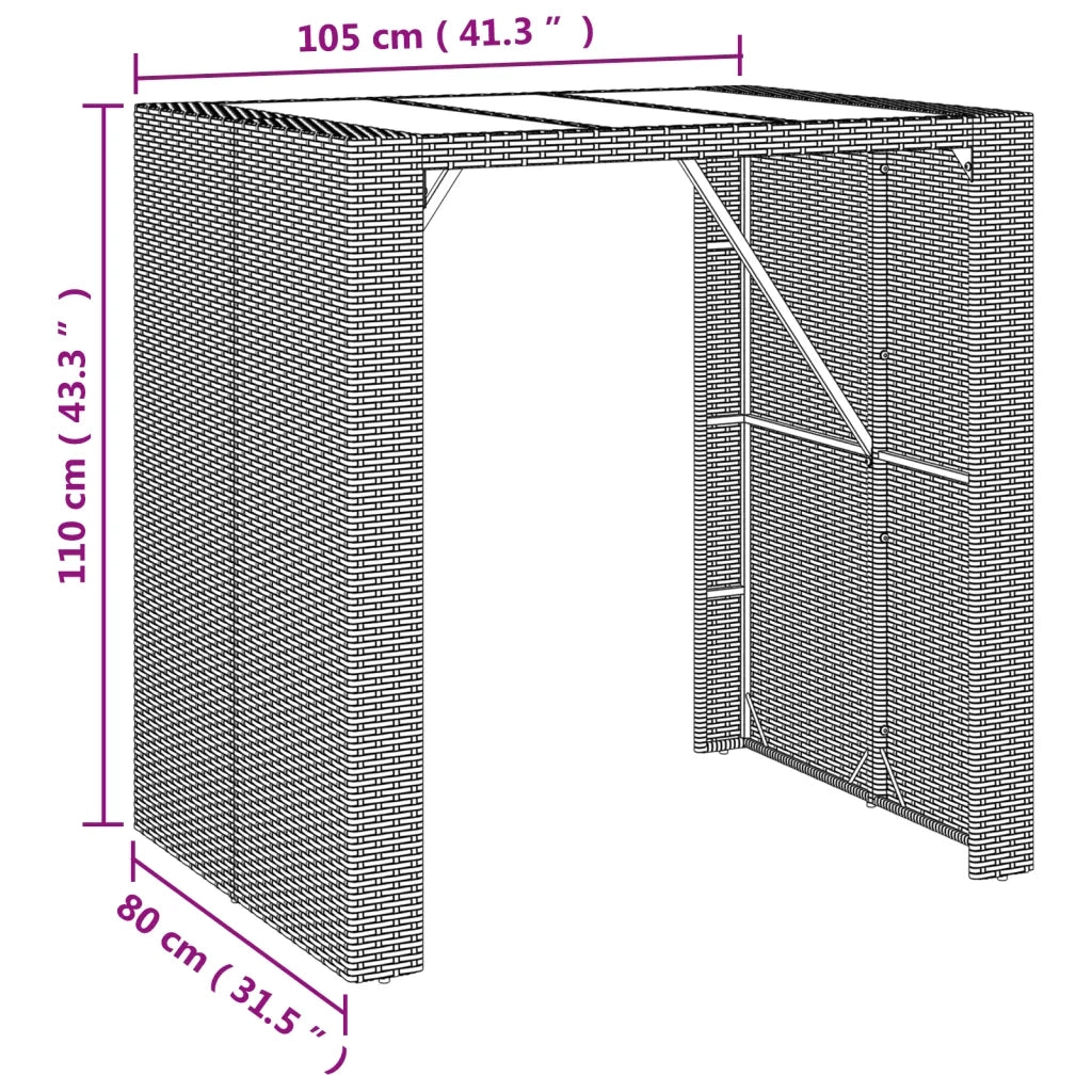 Set Bar da Giardino 5 pz | Set Salotto da Giardino con Cuscini in Polyrattan Grigio