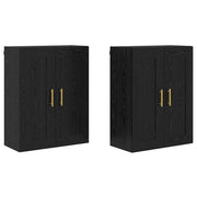 Armadietto a Muro | Mobile a muro 2 pz Rovere Nero 69,5 x 34 x 90 cm