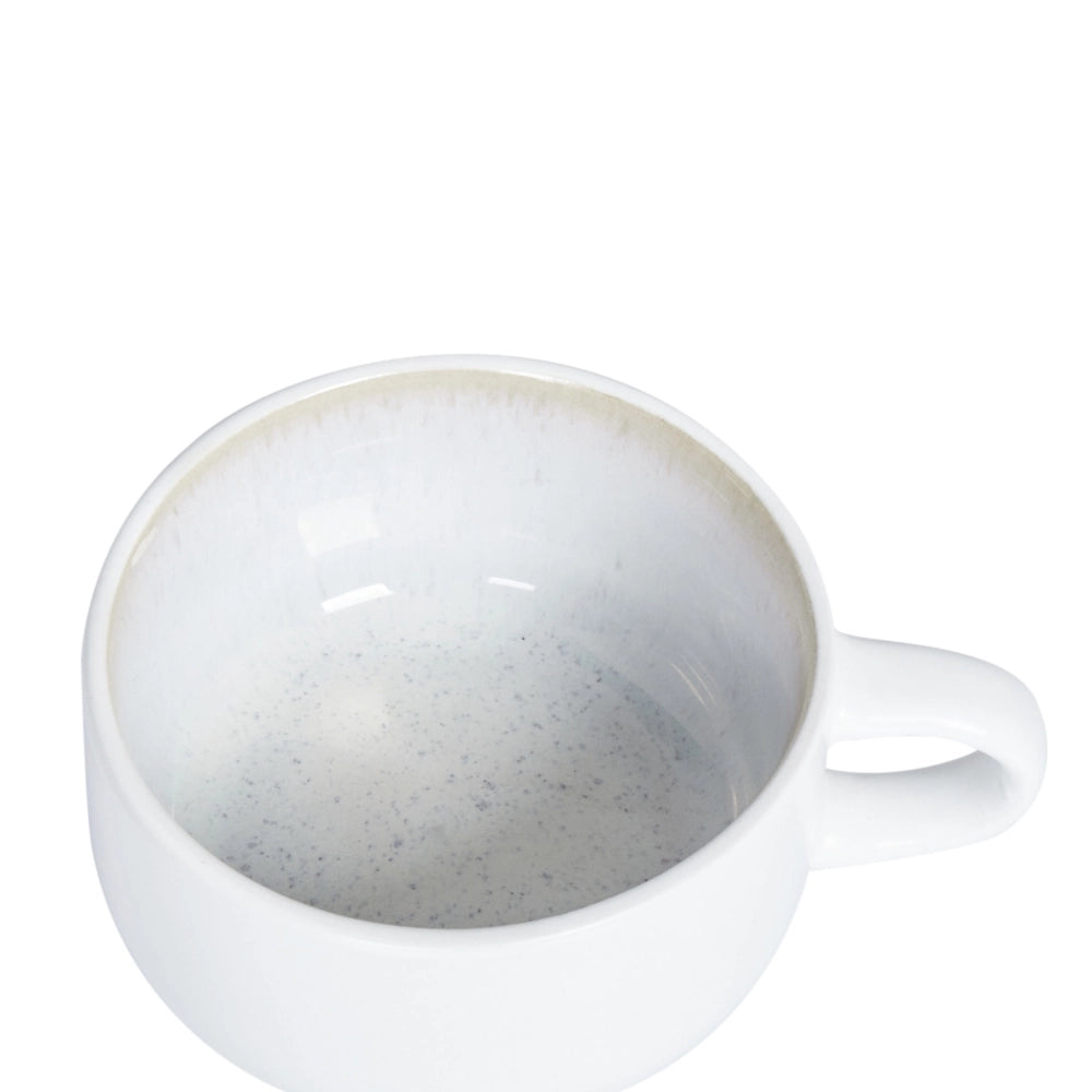 Set di 4 tazze con piattini Servizio per 4 persone di gres bianco con smalto reattivo fatto a mano cucina sala da pranzo e caffè.