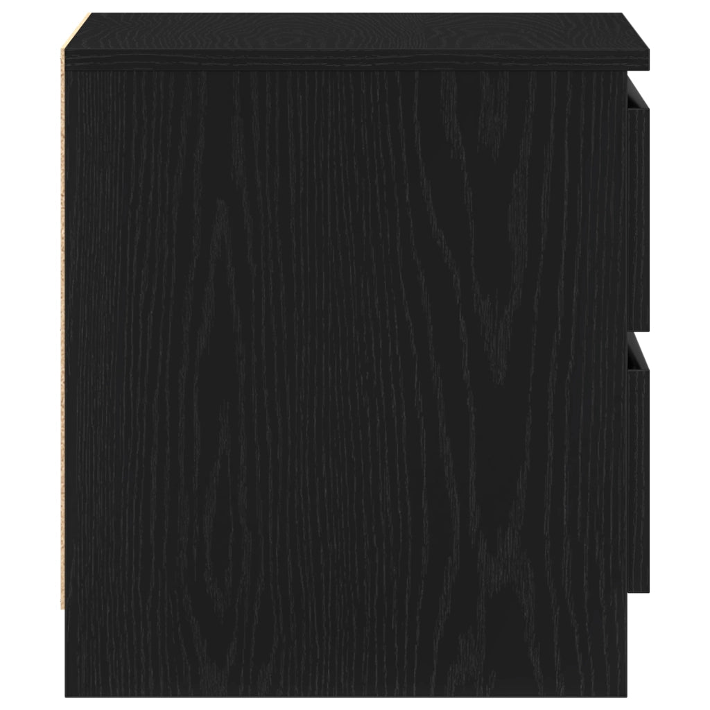 2 Comodini Neri in Rovere 50x40x43,5 cm in Legno Ingenerizzato
