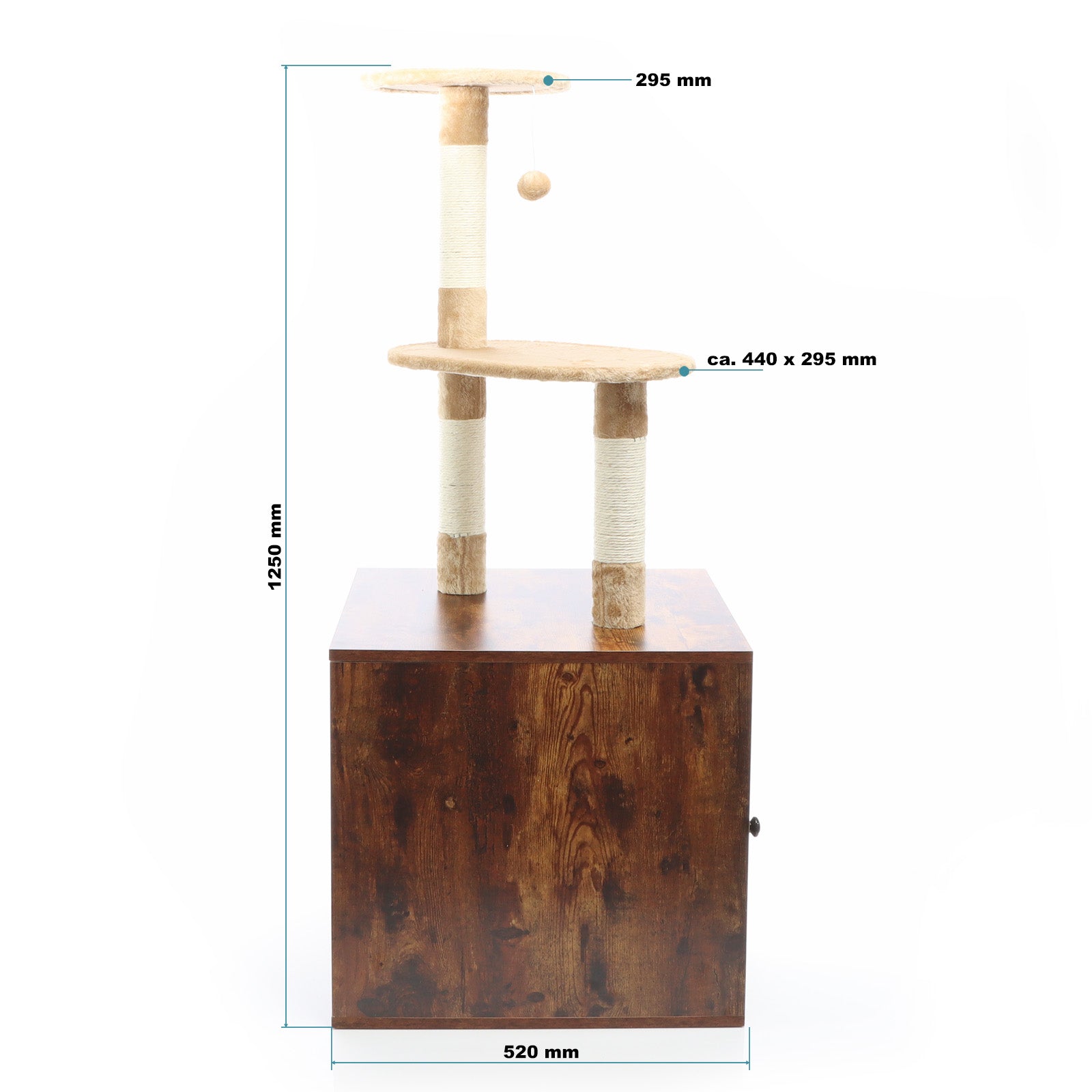 Fudajo Albero tiragraffi Design con box in legno marrone Mobile multifunzione con toilette gatti