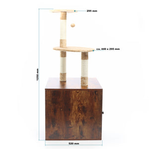 Fudajo Albero tiragraffi Design con box in legno marrone Mobile multifunzione con toilette gatti