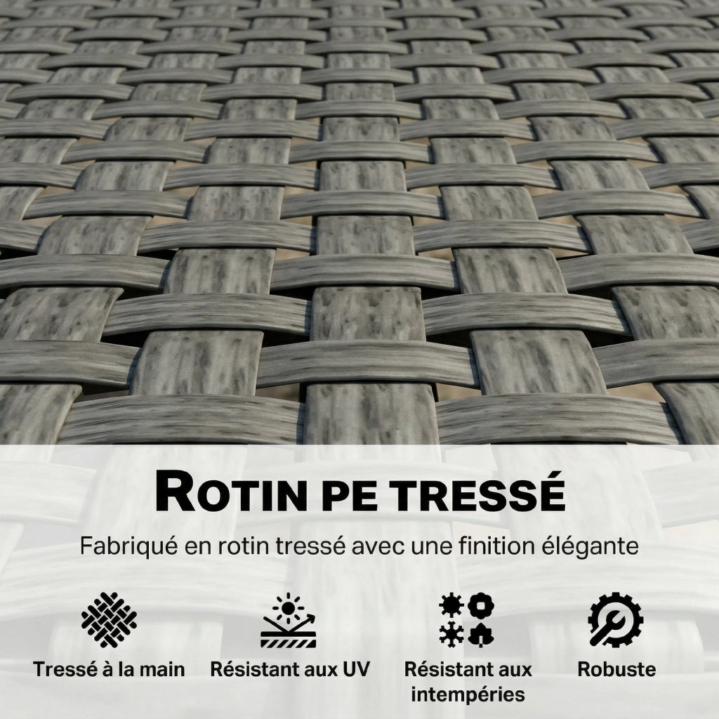 Divano da Giardino 2 Posti in Resina e Acciaio ¨C zephmum ¨C Grigio 110x58x78cm