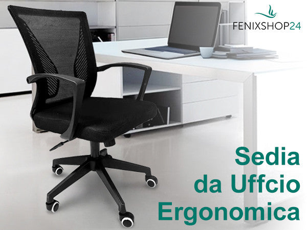 Sedia Ufficio Ergonomica reclinabile  in rete traspirante – Nera - HLD-9090