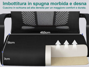 Sedia Ufficio Ergonomica reclinabile  in rete traspirante – Nera - HLD-9090