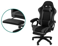 Sedia Poltrona Gaming Ergonomica Reclinabile con Poggiapiedi Poggiatesta e Supporto Lombare Ruote Girevoli Nero/Grigio HLD-920