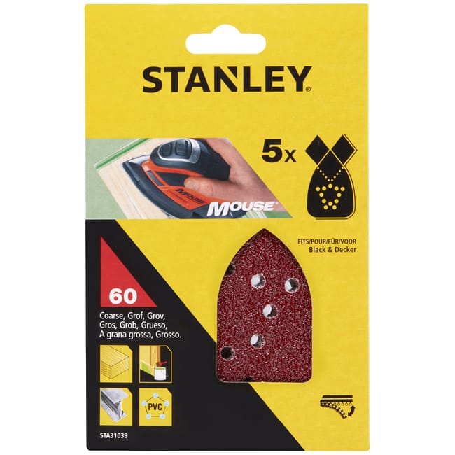 STANLEY STA31039-XJ - Fogli PIRANHA velcrati grana 60 per levigatrice