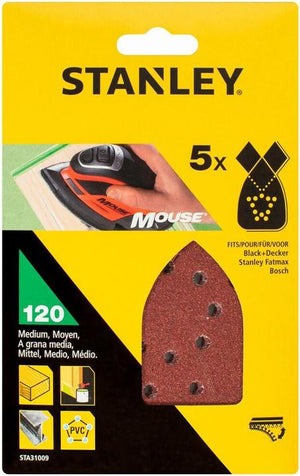 STANLEY STA31009-XJ - Fogli PIRANHA velcrati grana 120 per levigatrice