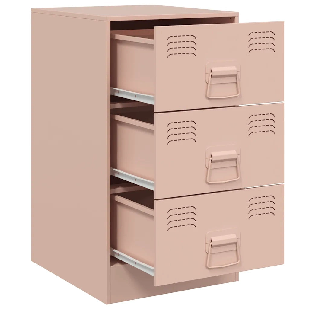 Comodino | Armadio da Notte | Mobiletto da notte Rosa 34,5x39x62 cm in Acciaio