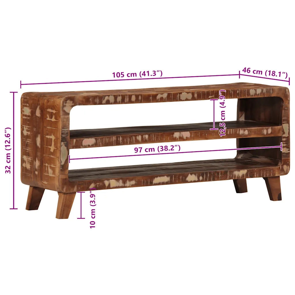 Mobile Porta TV 105x46x32 cm in Legno Massello di Recupero