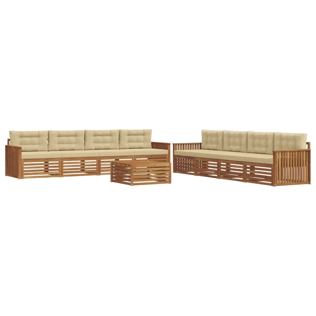 Set di divani da esterno con cuscino 9 pcs Naturale e Beige 3373218