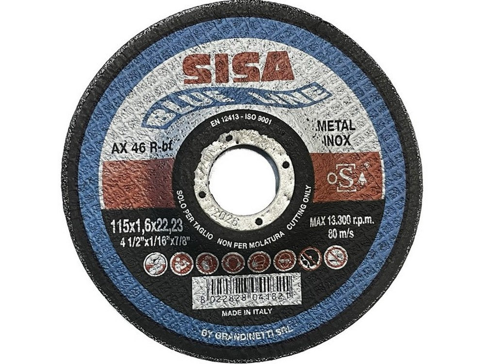 disco abrasivo centro depresso per inox ï mm. 115x1,6x22 cod:ferx.vit52648