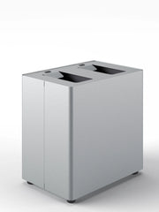 Pattumiera a 2 Scomparti Totale 48 L 48,5x33x49 cm con Contenitori Interni in Acciaio Verniciato Grigio
