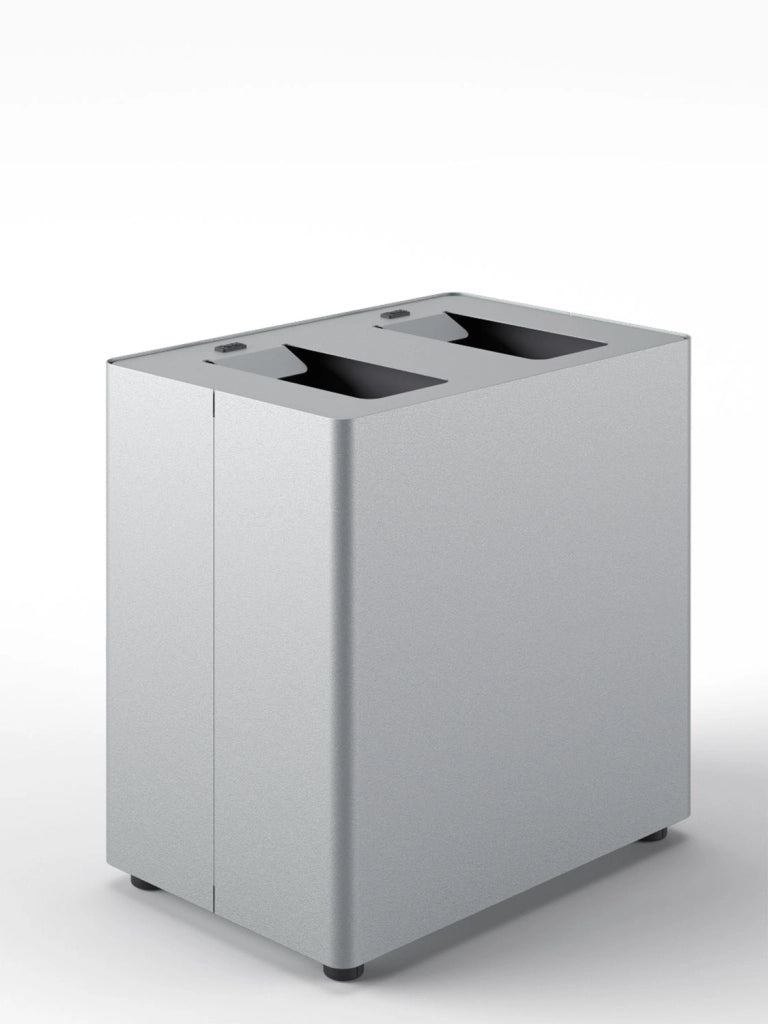 Pattumiera a 2 Scomparti Totale 48 L 48,5x33x49 cm con Contenitori Interni in Acciaio Verniciato Grigio
