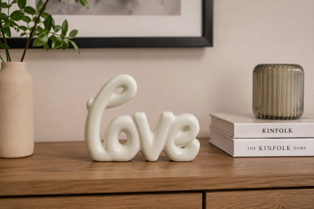 Decorazione Scritta LOVE in Ceramica | Complemento d'Arredo Moderno