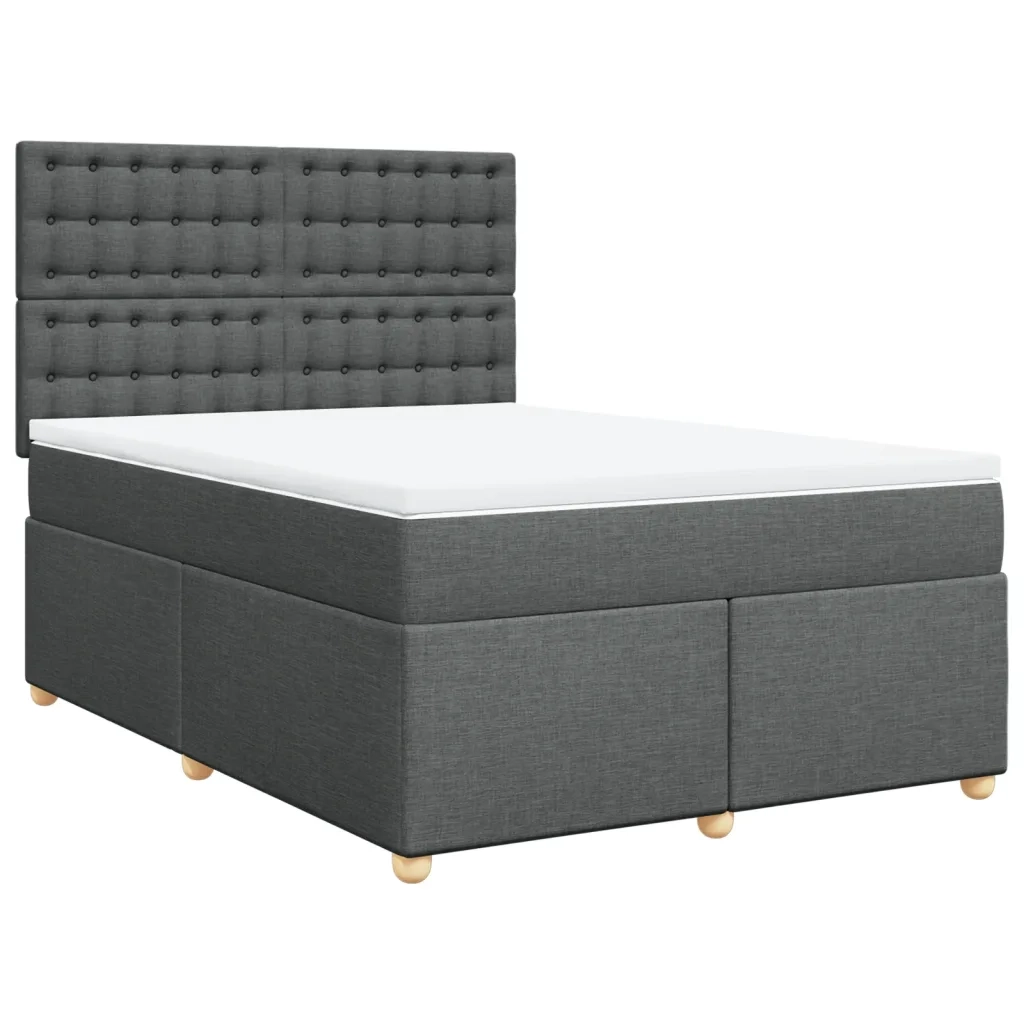 Giroletto a Molle con Materasso Grigio Scuro 140x190 cm Tessuto