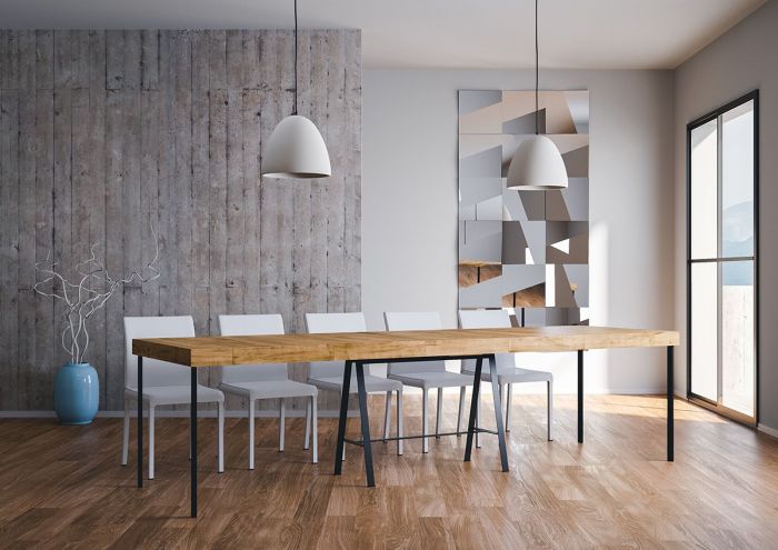 Consolle Allungabile 90-300x40x77 cm in Nobilitato Marrone