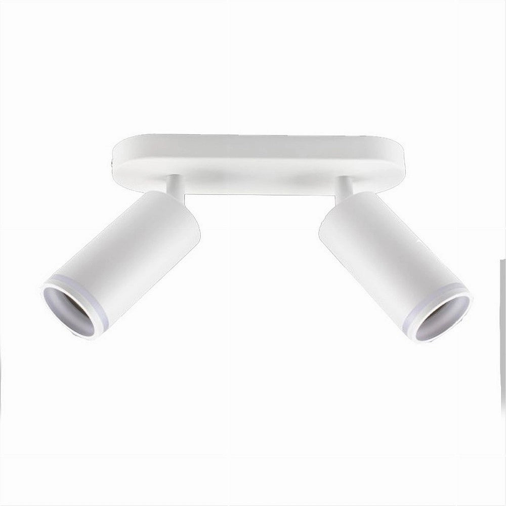 Trade Shop - Applique Plafoniera Orientabile Da Soffitto Parete 2 Diffusori Lampada Gu10 Ts-2 - Bianco