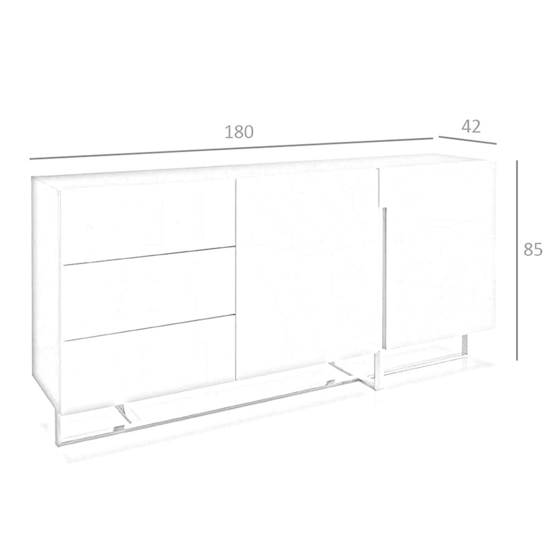 Credenza in legno bianco e acciaio cromato
