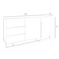 Credenza in legno bianco e acciaio cromato