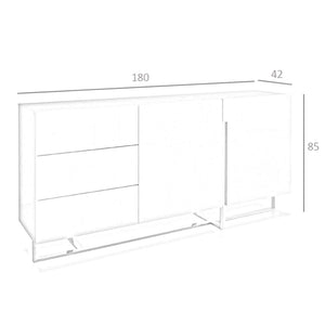 Credenza in legno bianco e acciaio cromato