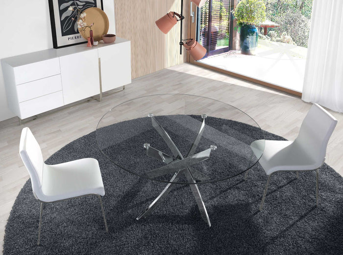 Credenza in legno bianco e acciaio cromato