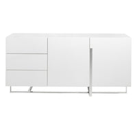 Credenza in legno bianco e acciaio cromato