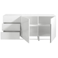 Credenza in legno bianco e acciaio cromato