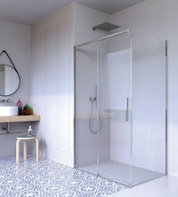 Box doccia 2 lati Fisso + Scorrevole Cristallo 8 mm Giava - Nice Soft Close - Misura: 80 x 150 x h190 cm