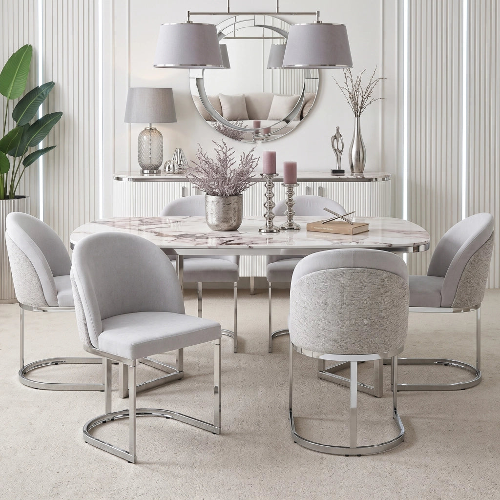 SEDIA da pranzo Set da 4 pezzi 59x52x85 cm Chenille Grigio/Argento