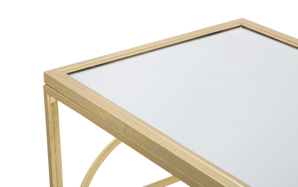 Console Marie 120x41x81 cm in Ferro e Vetro Oro e Nero