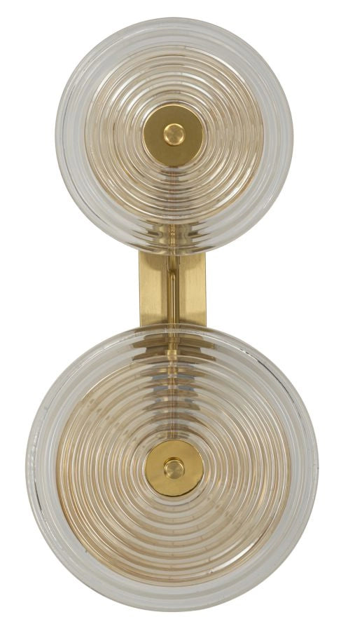 Lampada da Muro Venice 25x10x52 cm in Vetro e Ferro Oro e Naturale e Marrone