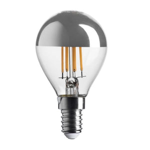 LAMPADINA GOCCIA CUPOLA ARGENTATA LED 4,5W LUCE CALDA 2700K 400 LUMEN E14 BOT