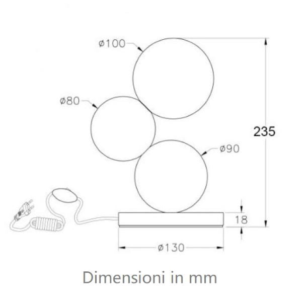 LAMPADA DA TAVOLO COLORATA REGOLAZIONE LUCE TOUCH 1XG9 MICKY FABAS