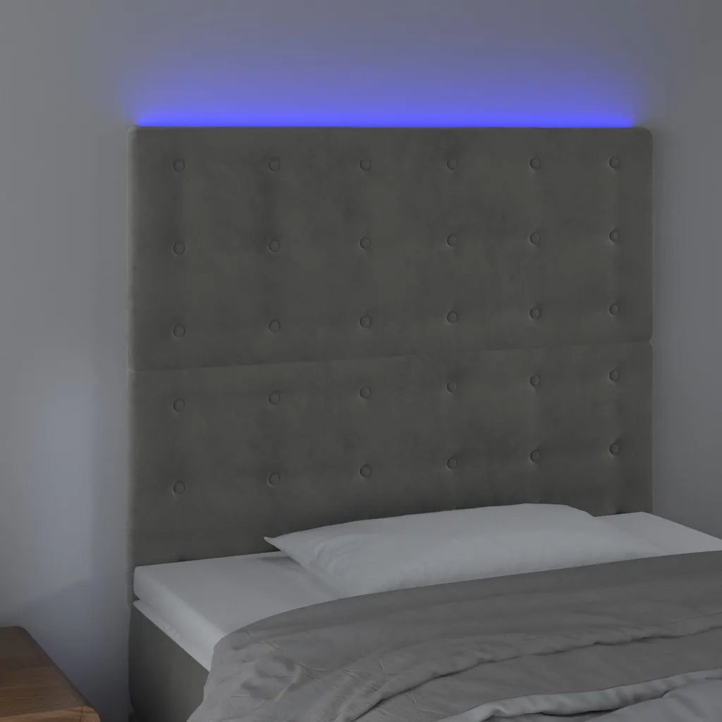 Testiera a LED-Testata con LED Grigio Chiaro 90x5x118/128 cm in Velluto 399742