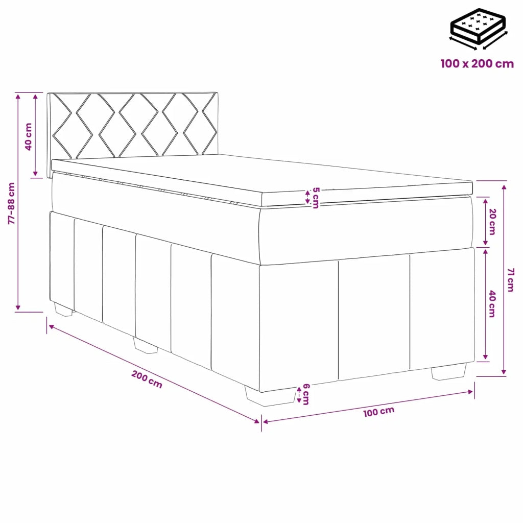 Letto box spring con materasso Crema 100 x 200 cm Tessuto 3451155