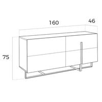 Credenza in legno bianco e acciaio cromato