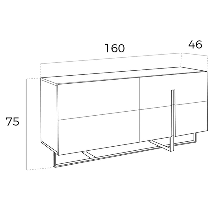 Credenza in legno bianco e acciaio cromato