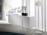 Credenza in legno bianco e acciaio cromato