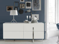 Credenza in legno bianco e acciaio cromato